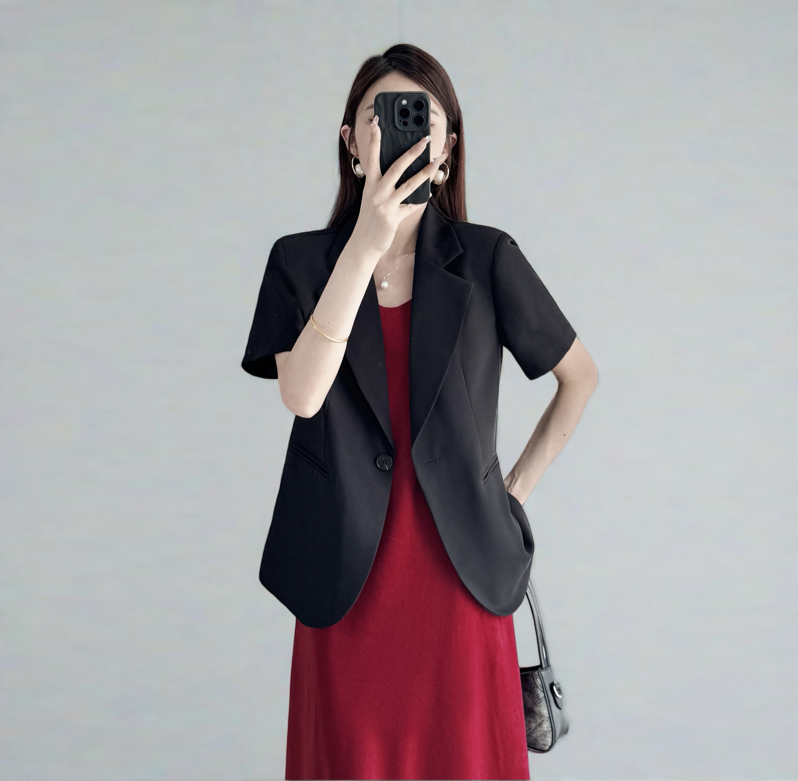 Summer Women's Short-Sleeved Suit Jacket in White and Black, High-End Loose Fit Blazer for Slimming Casual Style Summer Women's Short-Sleeved Suit Jacket in White and Black, High-End Loose Fit Blazer for Slimming Casual Style