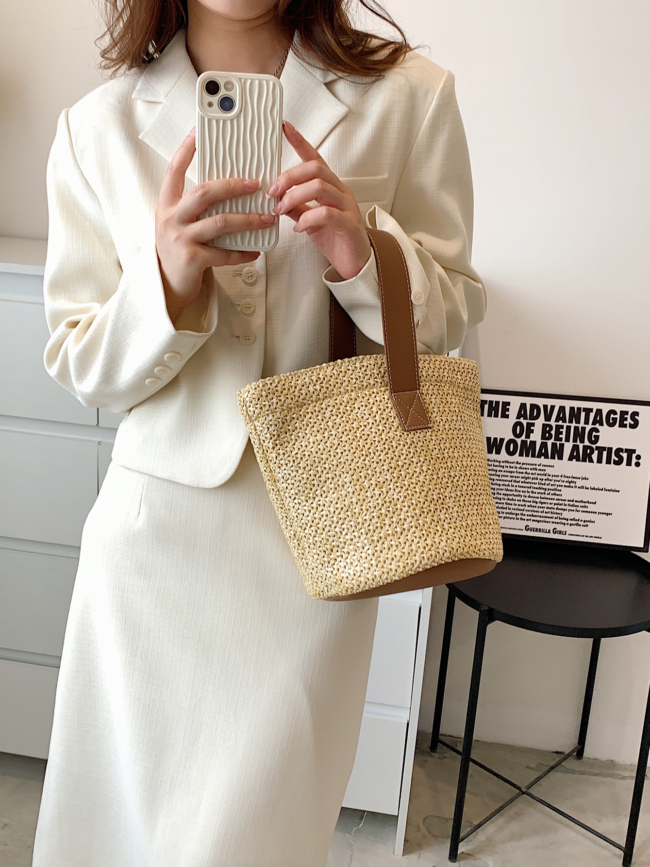 Summer Woven Straw Bucket Bag for Women - 2025 Stylish Beach Handbag, Vacation Essential, Small Tote for Girls Summer Woven Straw Bucket Bag for Women - 2025 Stylish Beach Handbag, Vacation Essential, Small Tote for Girls