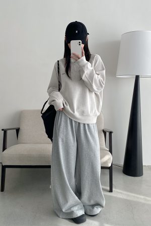 Sun Grapefruit Loose-Fitting Wide-Leg Sweatpants for Women - Stylish Casual Long Pants with Great Drape for Spring and Summer