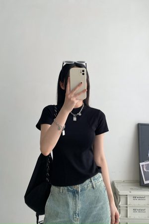 Sun Grapefruit Short-Sleeve T-Shirt for Women - Round Neck Slim-Fit Summer Top, Trendy Niche Shoulder Style