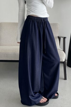 Sun Grapefruit Wide-Leg Denim Pants for Women - Soft, Loose Drape, Versatile Summer Style
