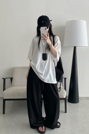 Sun Grapefruit Wide-Leg Denim Pants for Women - Soft, Loose Drape, Versatile Summer Style