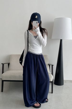 Sun Grapefruit Wide-Leg Denim Pants for Women - Soft, Loose Drape, Versatile Summer Style