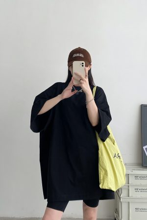 Sun Grapefruit Wide-Neck Short-Sleeve T-Shirt for Women - Unique Big Sleeve, Loose Heavyweight Cotton, Summer Style