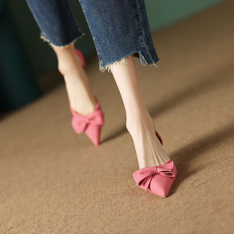 Super Cute Pointed Toe Bow Tie Open Toe Sandals for Women - Versatile Hollow Fine High Heels, Perfect for Y2K and Summer Style Super Cute Pointed Toe Bow Tie Open Toe Sandals for Women - Versatile Hollow Fine High Heels, Perfect for Y2K and Summer Style