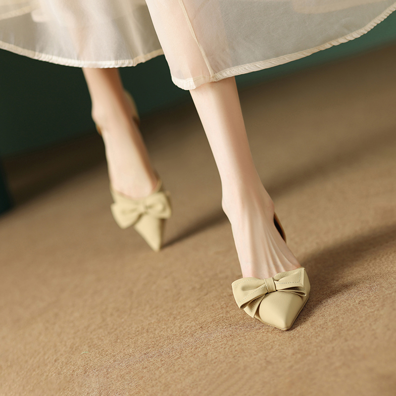 Super Cute Pointed Toe Bow Tie Open Toe Sandals for Women - Versatile Hollow Fine High Heels, Perfect for Y2K and Summer Style Super Cute Pointed Toe Bow Tie Open Toe Sandals for Women - Versatile Hollow Fine High Heels, Perfect for Y2K and Summer Style