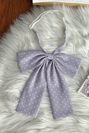 Super Large Polka Dot Bowtie Uniform Accessory - Adjustable Pink Bowknot for Versatile College Style, Cute Pudding Bear Design