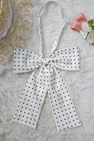 Super Large Polka Dot Bowtie Uniform Accessory - Adjustable Pink Bowknot for Versatile College Style, Cute Pudding Bear Design