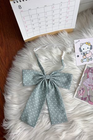 Super Large Polka Dot Bowtie Uniform Accessory - Adjustable Pink Bowknot for Versatile College Style, Cute Pudding Bear Design