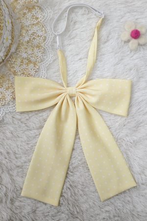 Super Large Polka Dot Bowtie Uniform Accessory - Adjustable Pink Bowknot for Versatile College Style, Cute Pudding Bear Design