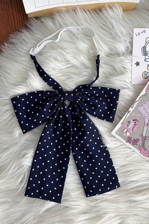 Super Large Polka Dot Bowtie Uniform Accessory - Adjustable Pink Bowknot for Versatile College Style, Cute Pudding Bear Design