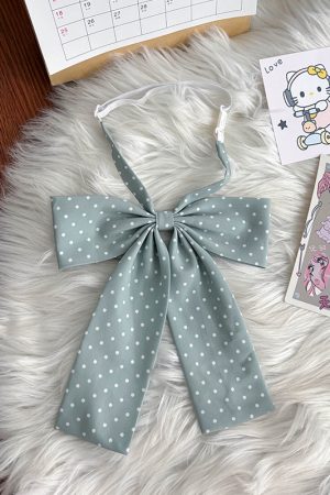 Super Large Polka Dot Bowtie Uniform Accessory - Adjustable Pink Bowknot for Versatile College Style, Cute Pudding Bear Design