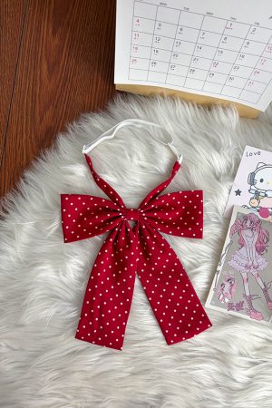 Super Large Polka Dot Bowtie Uniform Accessory - Adjustable Pink Bowknot for Versatile College Style, Cute Pudding Bear Design