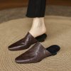 Super Soft Genuine Leather Open-Toe Half Slippers for Women - European & American Ins Fashion, Outdoor Comfort, Casual Style