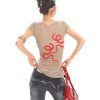 Sweet and Spicy Sheer Snake Print Short Sleeve T-Shirt for Women - Comfortable Round Neck Slim Fit Top, Y2K Fashion Essential