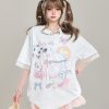 Sweet Bow Print Short Sleeve T-Shirt for Women - Summer 2025 Niche Style, Age-Reducing, Cute and Trendy Fashion Top