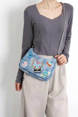 Sweet Cool Cowboy Underarm Bag Women's Y2K Embroidered Chain Crossbody Bag - Trendy Millennium Hot Girl Style