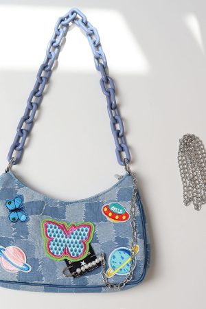 Sweet Cool Cowboy Underarm Bag Women's Y2K Embroidered Chain Crossbody Bag - Trendy Millennium Hot Girl Style