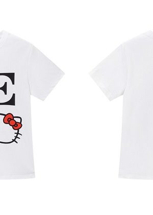 Sweet Cool Kitty Cartoon Print Short Sleeve T-Shirt for Women - Summer 2025 Slim Fit Casual Top, Cute Y2K Style