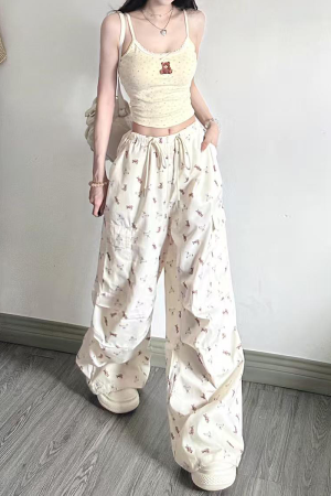 Sweet Cool Spicy Girl Cargo Pants - Loose Straight-Leg Wide-Leg Sports Casual Trousers for a 90s Y2K Inspired Look