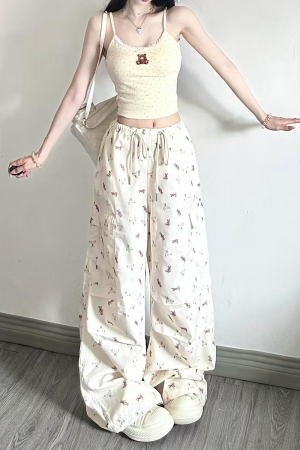 Sweet Cool Spicy Girl Cargo Pants - Loose Straight-Leg Wide-Leg Sports Casual Trousers for a 90s Y2K Inspired Look