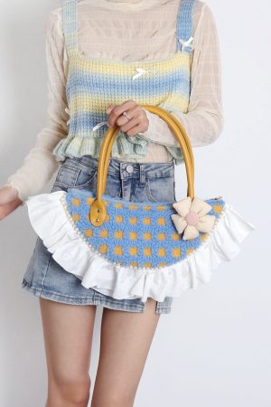 Sweet Cute Woolen Fan-Shaped Tote Underarm Handbag for Autumn Winter - Trendy High-End Fashion Accessory