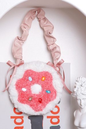 Sweet Donut Small Round Crossbody Bag for Girls - Cute Trendy Phone Bag in Lolita Style