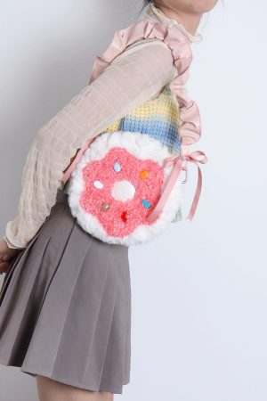 Sweet Donut Small Round Crossbody Bag for Girls - Cute Trendy Phone Bag in Lolita Style