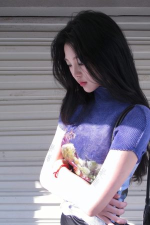 Sweet Grapes Pleated T-Shirt Top - Art Student Series Still Life Design, Pre-Exam Inspiration, Perfect for 90s and Y2K Styles