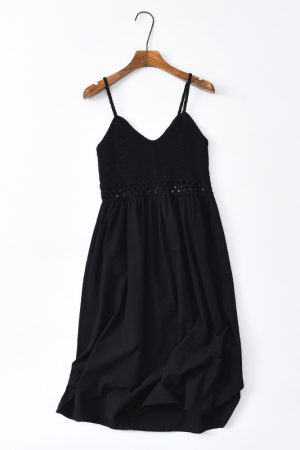 Sweet Hollow Knitted Camisole Dress - Summer Seaside Fairy Style with Waist-Cinching Design in White