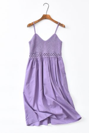 Sweet Hollow Knitted Camisole Dress - Summer Seaside Fairy Style with Waist-Cinching Design in White