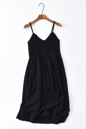 Sweet Hollow Knitted Camisole Dress - Summer Seaside Fairy Style with Waist-Cinching Design in White