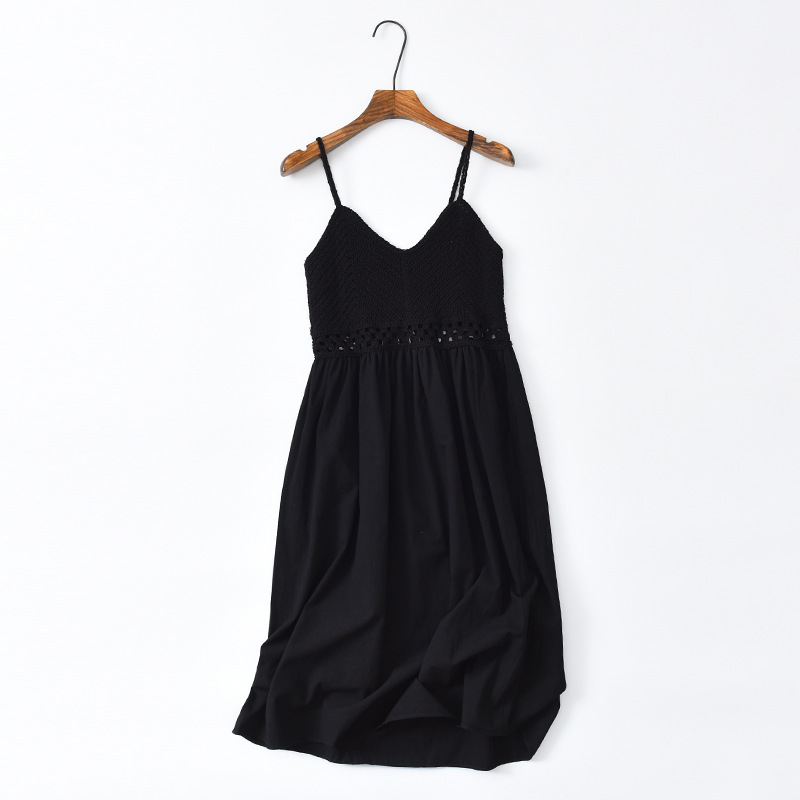 Sweet Hollow Knitted Camisole Dress - Summer Seaside Fairy Style with Waist-Cinching Design in White Sweet Hollow Knitted Camisole Dress - Summer Seaside Fairy Style with Waist-Cinching Design in White