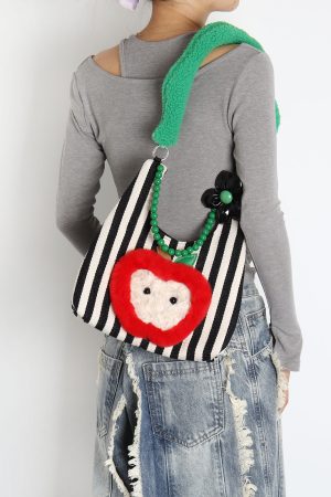 Sweet Plush Apple Tote Bag for Women - Cute Niche Design, Perfect for Christmas Gifts, Stylish Shoulder Bag for Everyday Use