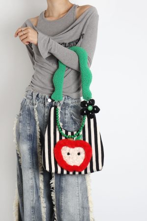 Sweet Plush Apple Tote Bag for Women - Cute Niche Design, Perfect for Christmas Gifts, Stylish Shoulder Bag for Everyday Use