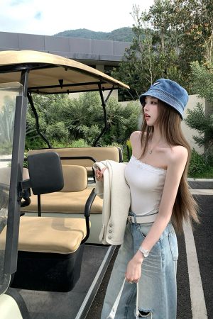 Sweetheart Strapless Lace Trim Slim-Fit Wrap Top - Soft Cheese Fabric, Elegant Inner Layer, Perfect for Y2K and 90s Style Outfits