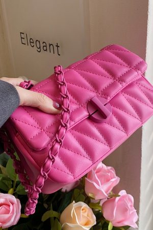 Textured Diamond-Patterned Chain Shoulder Bag for Women - Versatile Spring/Summer 2025 Small Crossbody Bag