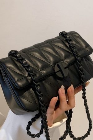 Textured Diamond-Patterned Chain Shoulder Bag for Women - Versatile Spring/Summer 2025 Small Crossbody Bag