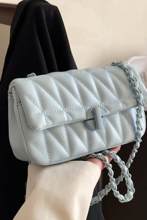 Textured Diamond-Patterned Chain Shoulder Bag for Women - Versatile Spring/Summer 2025 Small Crossbody Bag