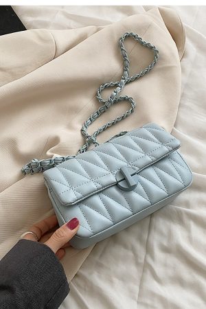 Textured Diamond-Patterned Chain Shoulder Bag for Women - Versatile Spring/Summer 2025 Small Crossbody Bag