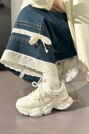 Thick-Soled Dad Shoes for Women - 2025 New Style Mesh Breathable Casual Sneakers - Versatile Soft-Soled White Sports Footwear