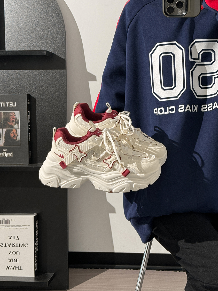 Thick-Soled Dad Shoes for Women - 2025 New Style Mesh Breathable Casual Sneakers - Versatile Soft-Soled White Sports Footwear Thick-Soled Dad Shoes for Women - 2025 New Style Mesh Breathable Casual Sneakers - Versatile Soft-Soled White Sports Footwear