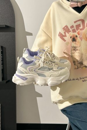 Thick-Soled Dad Shoes for Women - 2025 New Style Mesh Breathable Casual Sneakers - Versatile Soft-Soled White Sports Footwear