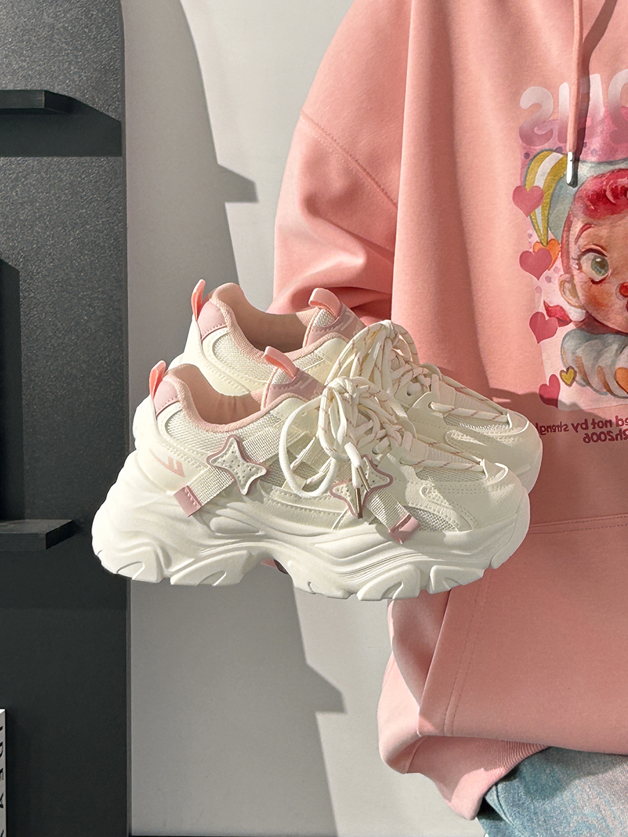 Thick-Soled Dad Shoes for Women - 2025 New Style Mesh Breathable Casual Sneakers - Versatile Soft-Soled White Sports Footwear Thick-Soled Dad Shoes for Women - 2025 New Style Mesh Breathable Casual Sneakers - Versatile Soft-Soled White Sports Footwear