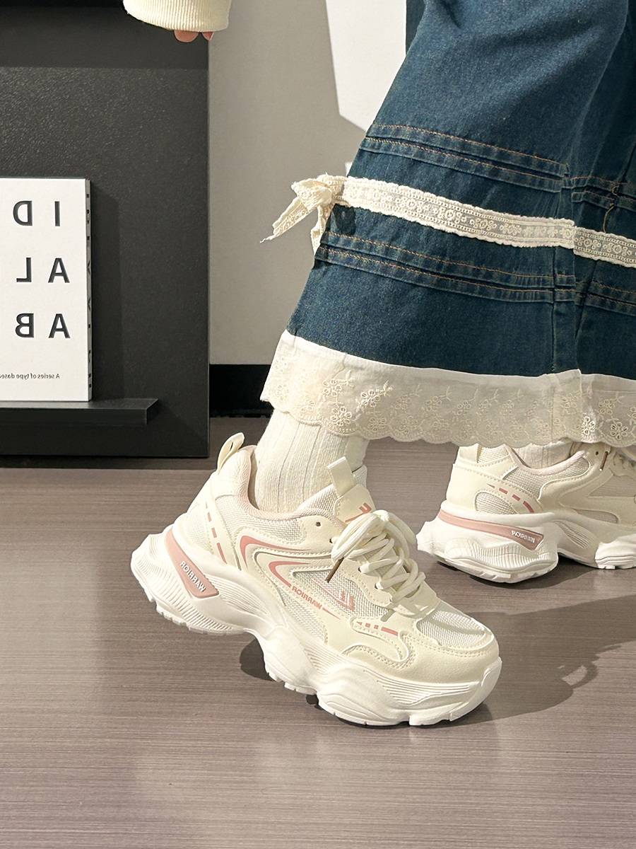 Thick-Soled Dad Shoes for Women - 2025 New Style Mesh Breathable Casual Sneakers - Versatile Soft-Soled White Sports Footwear Thick-Soled Dad Shoes for Women - 2025 New Style Mesh Breathable Casual Sneakers - Versatile Soft-Soled White Sports Footwear