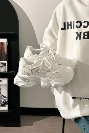 Thick-Soled Dad Shoes for Women - 2025 New Style Mesh Breathable Casual Sneakers - Versatile Soft-Soled White Sports Footwear