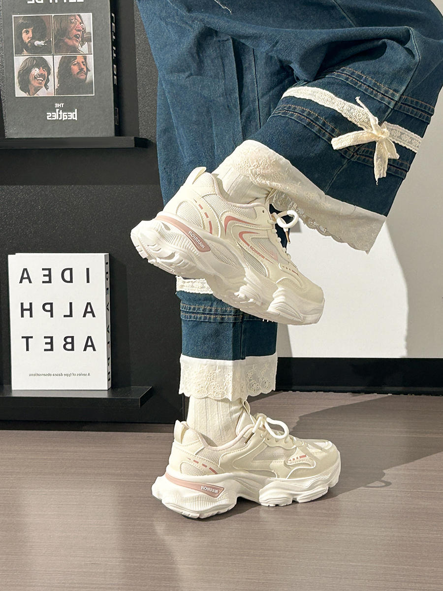 Thick-Soled Dad Shoes for Women - 2025 New Style Mesh Breathable Casual Sneakers - Versatile Soft-Soled White Sports Footwear Thick-Soled Dad Shoes for Women - 2025 New Style Mesh Breathable Casual Sneakers - Versatile Soft-Soled White Sports Footwear