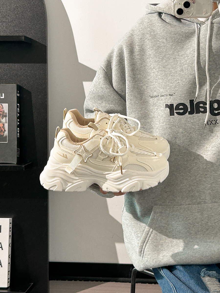 Thick-Soled Dad Shoes for Women - 2025 New Style Mesh Breathable Casual Sneakers - Versatile Soft-Soled White Sports Footwear Thick-Soled Dad Shoes for Women - 2025 New Style Mesh Breathable Casual Sneakers - Versatile Soft-Soled White Sports Footwear