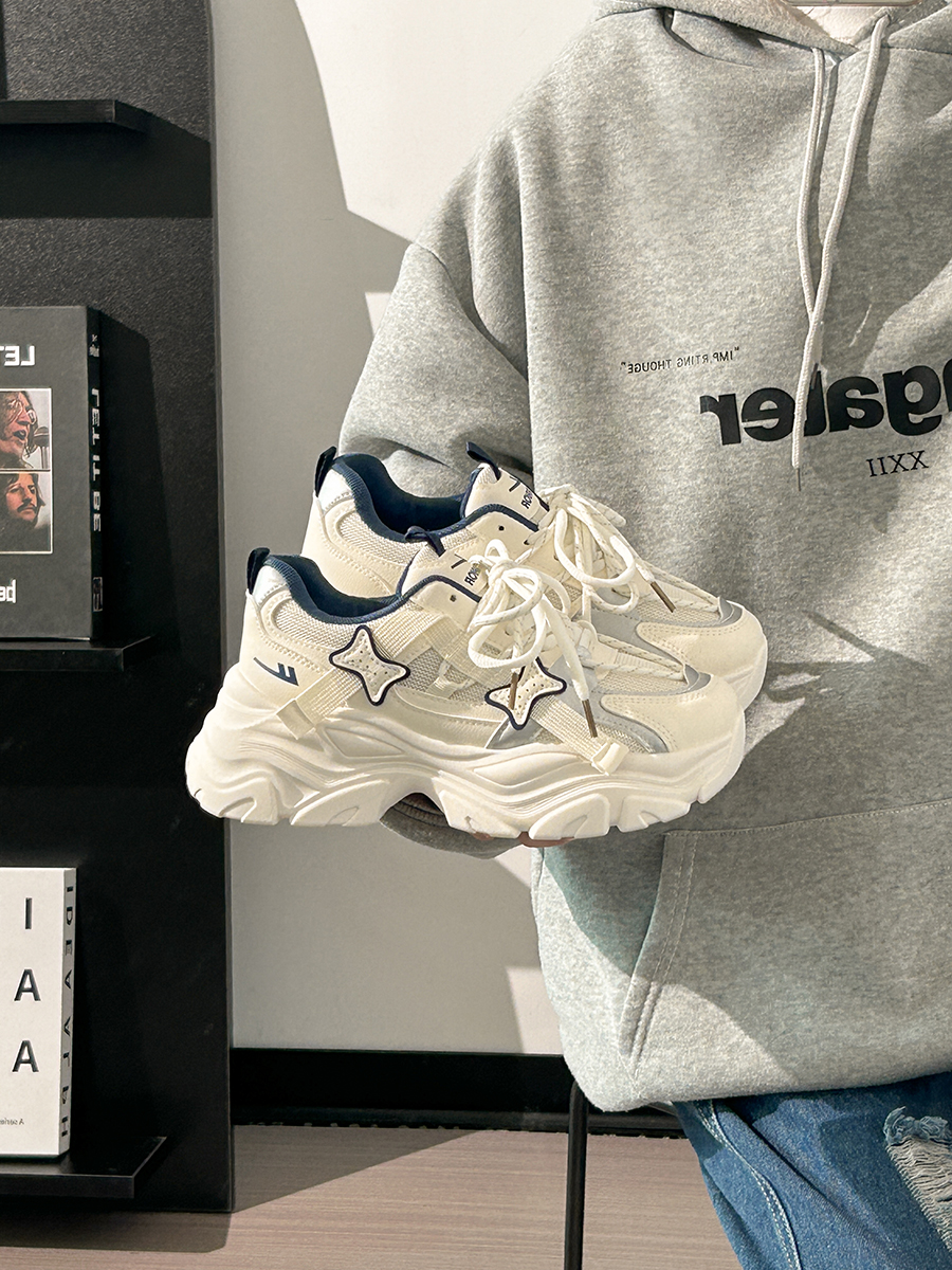 Thick-Soled Dad Shoes for Women - 2025 New Style Mesh Breathable Casual Sneakers - Versatile Soft-Soled White Sports Footwear Thick-Soled Dad Shoes for Women - 2025 New Style Mesh Breathable Casual Sneakers - Versatile Soft-Soled White Sports Footwear