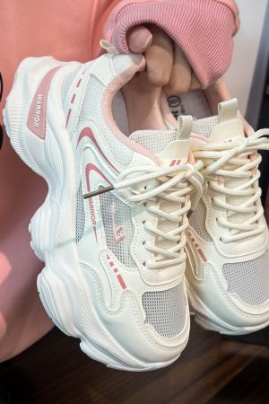 Thick-Soled Dad Shoes for Women - 2025 New Style Mesh Breathable Casual Sneakers - Versatile Soft-Soled White Sports Footwear